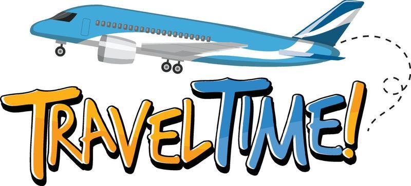 Travel Time typography design with airplane