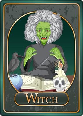 Scary witch character game card template