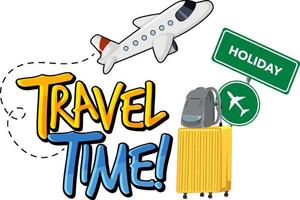 Travel Time typography design with travelling objects vector