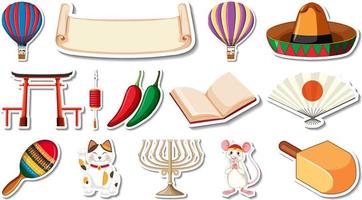 Set of different traditional objects vector