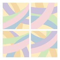 Four set collection of abstract backgrounds. Hand drawn various shapes. Trendy modern contemporary vector illustrations. Flat design with pastel color. Suitable for social media post.