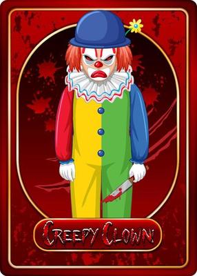 Creepy clown character game card template