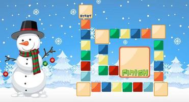 Snake and ladders game template in Christmas theme vector