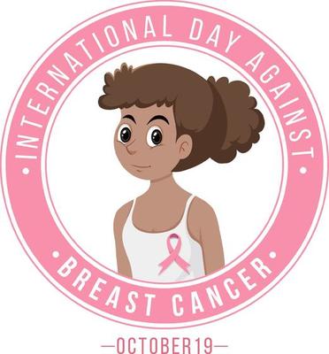 International Day Against Breast Cancer with a woman cartoon character