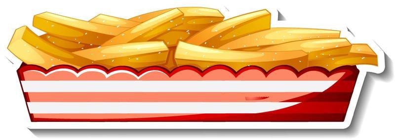 French fries in paper tray in cartoon style