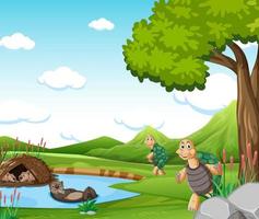 Forest nature background with wild animals vector