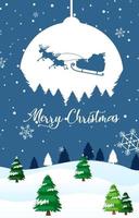 Merry Christmas banner with snow covered pine trees vector