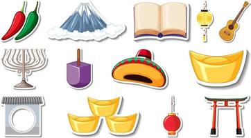 Set of different traditional objects vector