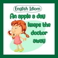 El idioma inglés con una manzana al día mantiene alejado al médico. vector