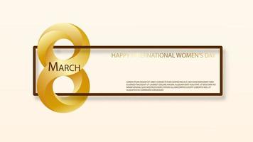 March 8. International Women s Day. Paper cutout number eight with square frame. Vector illustration