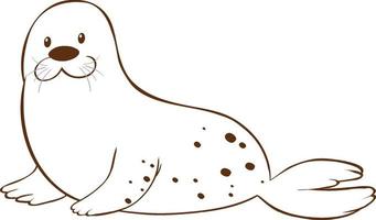 Seal in doodle simple style on white background vector