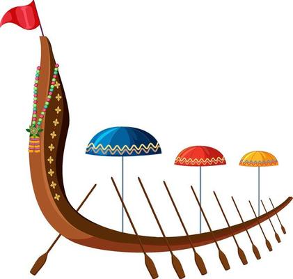 Indian boat with three umbrellas 6037079 Vector Art at Vecteezy