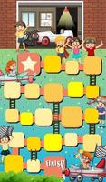 Snake ladder game template with children characters vector