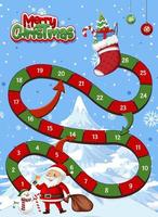 Snake and ladders game template with Christmas theme vector