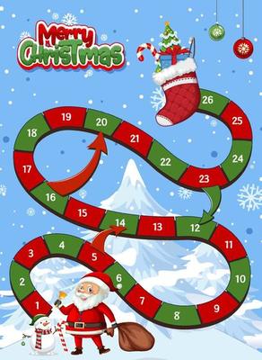 Snake and ladders game template with Christmas theme