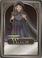 Old witch character game card template vector