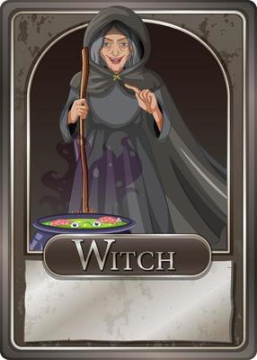 Old witch character game card template