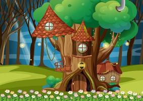 Fairy tree house in the forest vector