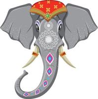 cabeza de elefante decorada con telas y pinturas vector