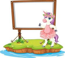 Fantasy unicorn with empty board vector