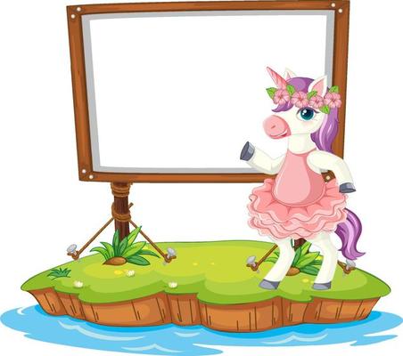 Fantasy unicorn with empty board