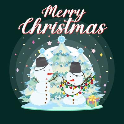 Merry Christmas poster design with decorated christmas snowman