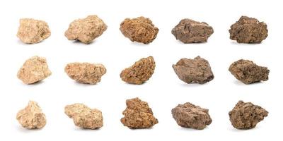 Several color lump of soil for planting isolated on white background photo