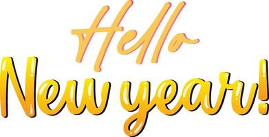 Hello New year poster design in yellow vector