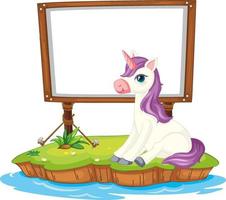Purple unicorn with empty board vector