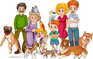 Happy family with many dogs vector