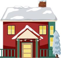 Snow covered house with Christmas light string vector