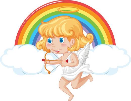 Angel girl holding bow and arrow cartoon character