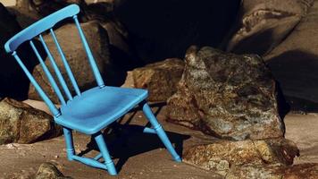 retro blue wooden chair on the beach video