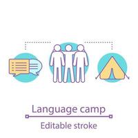 Summer language camp concept icon. Tourism idea thin line illustration. Travel and learn language. Vector isolated outline drawing. Editable stroke