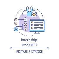 Internship program concept icon. Student practice idea thin line illustration. Education, employment. Employee attracting. High-potential specialist coaching. Vector isolated drawing. Editable stroke