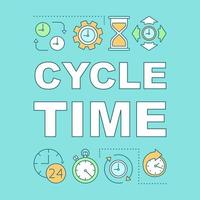 Cycle time word concepts banner. Clock and arrows. Work time management. Production process. Presentation, website. Isolated lettering typography idea, linear icons. Vector outline illustration