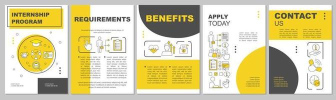 Internship program brochure template layout. Student practice. Flyer, booklet, leaflet print design with linear illustrations. Vector page layouts for magazines, annual reports, advertising posters