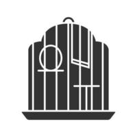 Birdcage glyph icon. Parrot cage. Silhouette symbol. Negative space. Vector isolated illustration
