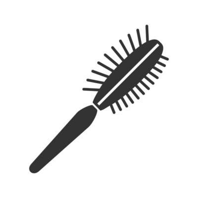 Pet hair brush glyph icon. Grooming service. Fur comb. Silhouette symbol. Negative space. Vector isolated illustration