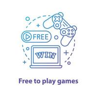 Free to play concept icon. Digital entertainment. Play games idea thin line illustration. Online casino. Vector isolated outline drawing