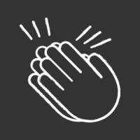 Clapping hands emoji chalk icon. Applause gesture. Congratulation. Isolated vector chalkboard illustration