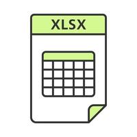 XLSX file color icon. Spreadsheet file format. Isolated vector illustration