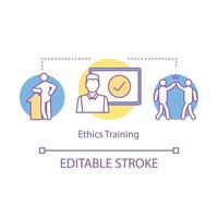 Ethics training concept icon. Business courses idea thin line illustration. Qualification improvement. Business presentation. Skills development. Vector isolated outline drawing. Editable stroke