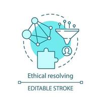 Ethical resolving concept icon. Moral dilemma idea thin line illustration. Code of ethics. Moral issue, problem resolution. Conflict management. Vector isolated outline drawing. Editable stroke