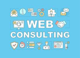 Web consulting word concepts banner. Digital marketing. Customer support service, assistance. Presentation, website. Isolated lettering typography idea with linear icons. Vector outline illustration