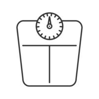 Bathroom scales linear icon. Thin line illustration. Floor scales. Mass measuring device. Contour symbol. Vector isolated outline drawing