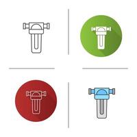 Water filter icon. Flat design, linear and color styles. Isolated vector illustrations