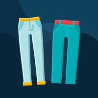 Trousers flat concept vector icon. Mens fashion idea cartoon color illustrations set. Clothing store. Casual style outfit. Menswear. Shopping. Pants, jeans, chinos. Isolated graphic design element