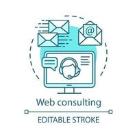 Web consulting concept icon. Technical support service idea thin line illustration. Contact, call center. Online helpdesk. Web specialist, consultant. Vector isolated outline drawing. Editable stroke