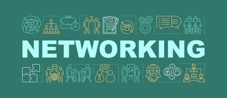 Networking word concepts banner. Team building. Negotiations. Business partners. Isolated lettering typography idea with linear icons. HR management. Vector outline illustration